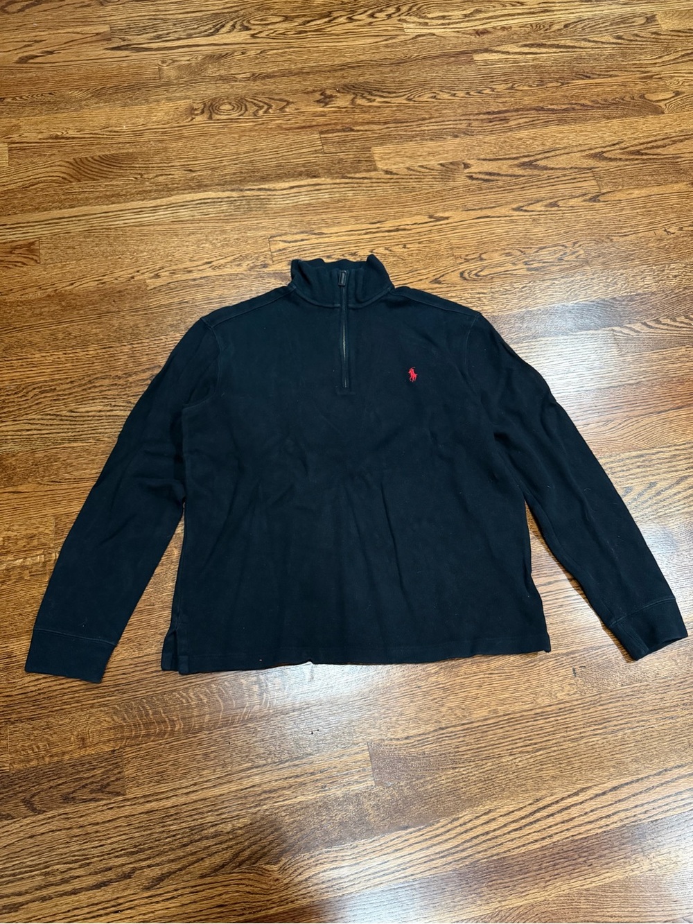Ralph Lauren Black Half-Zip Sweater with Red Pony